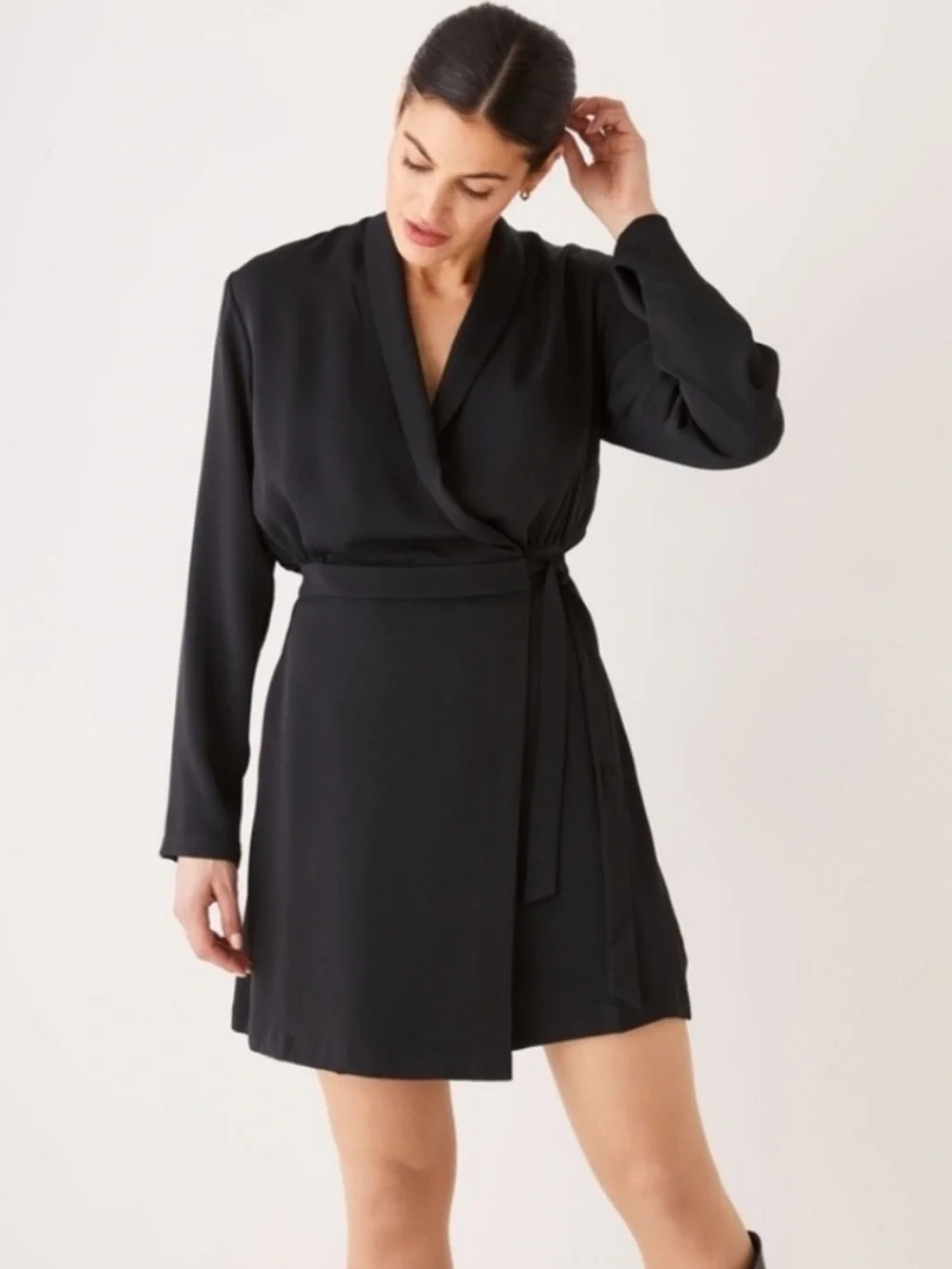 frank and oak wrap dress Crinkle Foil In Fuchsia Gold and a softly flowing A Frank & Oak Black Long-Sleeve